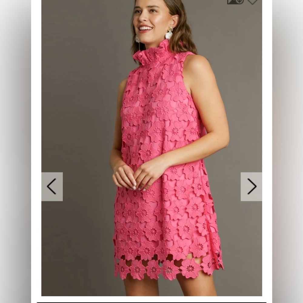 Pink Sleeveless Floral Dress